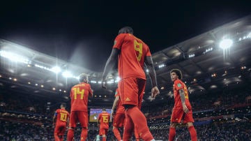 Selección belga en el partido ante Japón