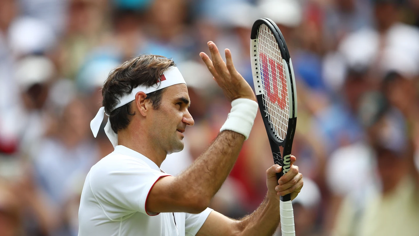 Federer celebrando su victoria Federer celebrando su victoria