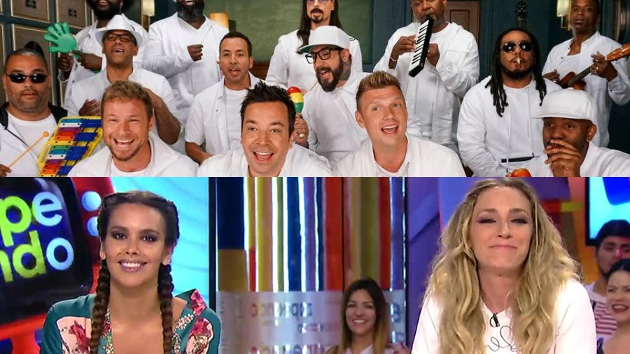 Pedroche y Simon con los Backstreet Boys