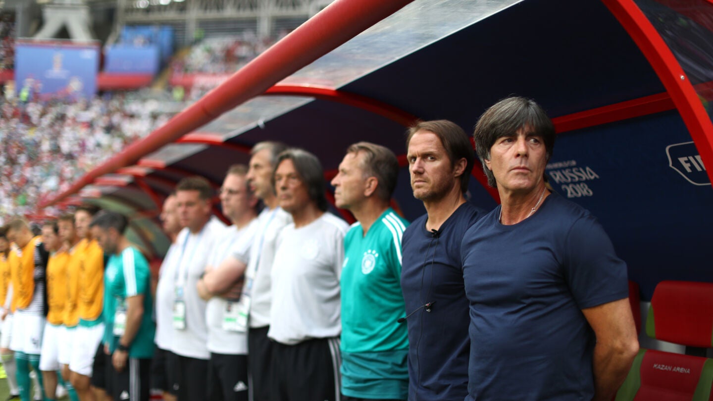 Joachim L&ouml;w, durante un partido de Alemania en el Mundial
