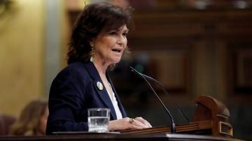 La vicepresidenta, Carmen Calvo, en el Congreso