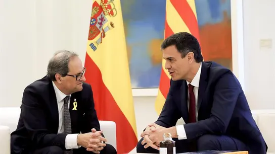 Pedro Sánchez y Quim Torra durante su reunión en Moncloa Pedro Sánchez y Quim Torra durante su reunión en Moncloa