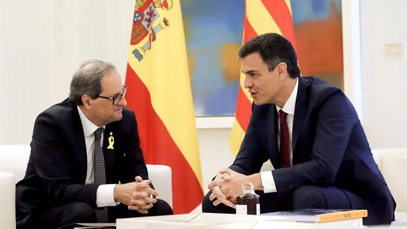 Pedro Sánchez y Quim Torra durante su reunión en Moncloa