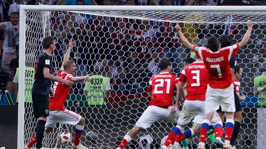 Los jugadores de Rusia celebran un gol ante Croacia Los jugadores de Rusia celebran un gol ante Croacia