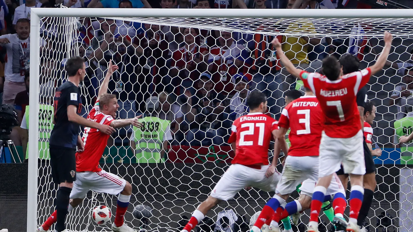 Los jugadores de Rusia celebran un gol ante Croacia Los jugadores de Rusia celebran un gol ante Croacia