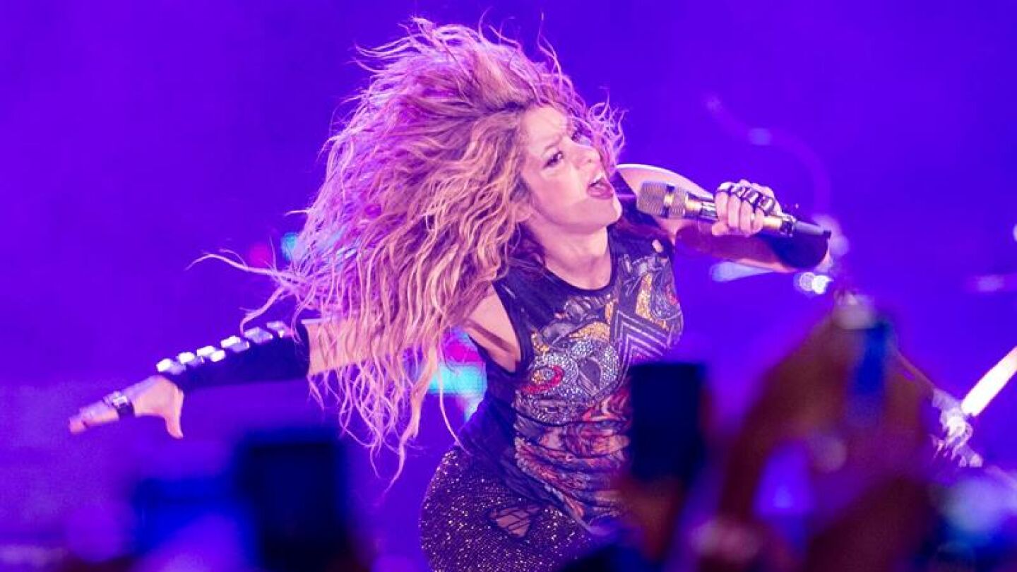  La cantante colombiana Shakira, durante el concierto en Barcelona