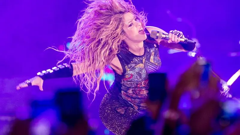  La cantante colombiana Shakira, durante el concierto en Barcelona