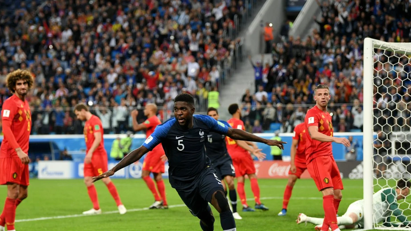 Umtiti celebra su gol ante Bélgica Umtiti celebra su gol ante Bélgica