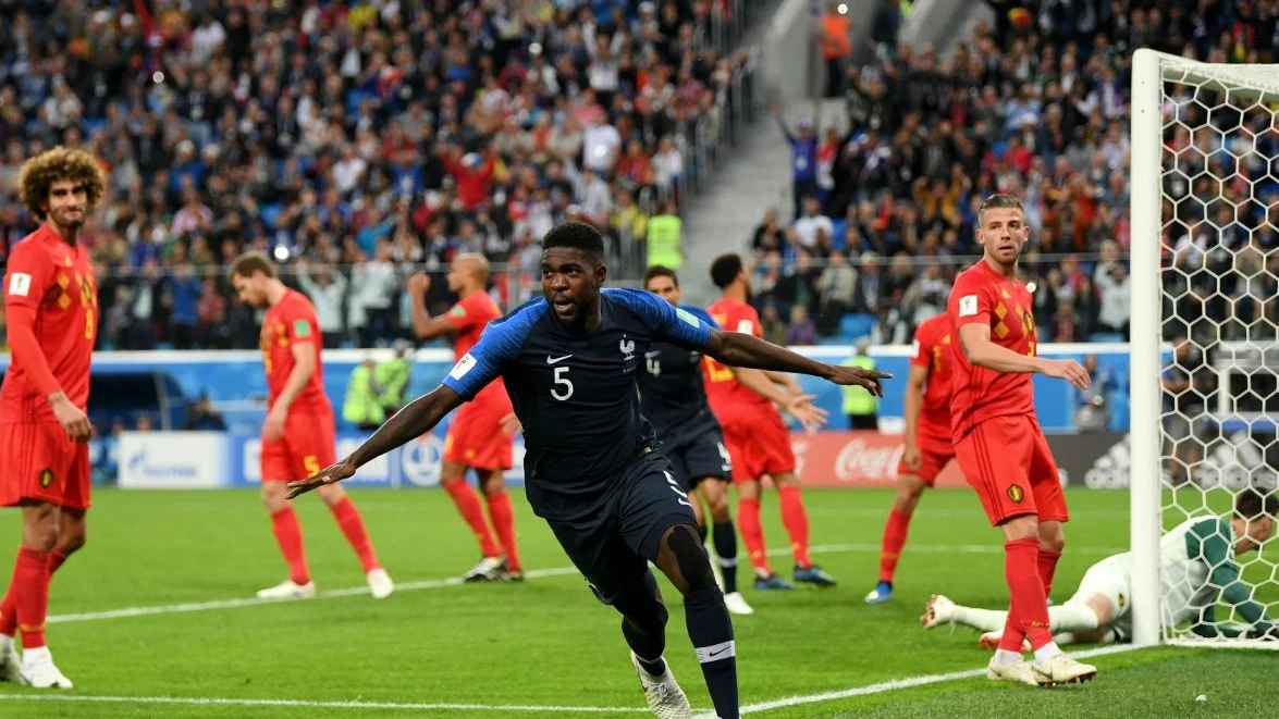 Umtiti celebra su gol ante Bélgica