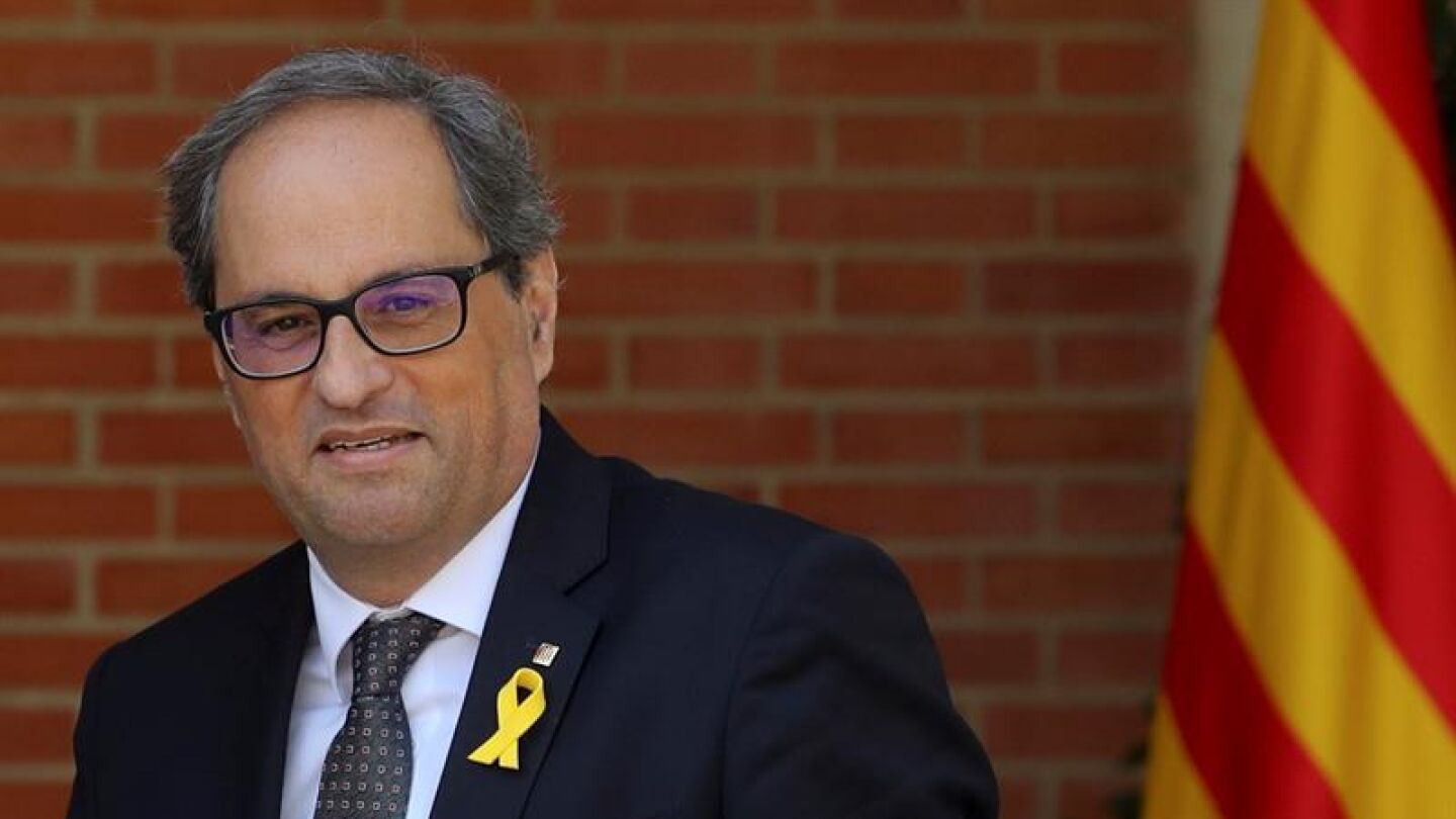 El presidente regional catal&aacute;n, Quim Torra, a su llegada al Palacio de La Moncloa