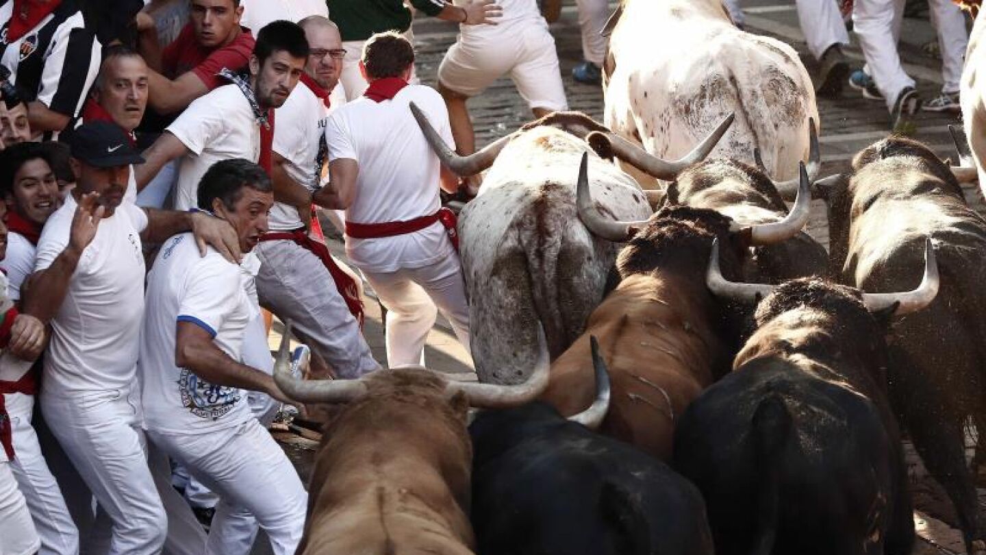 El cuarto encierro de los sanfermines, r&aacute;pido y limpio con los Fuente Ymbro