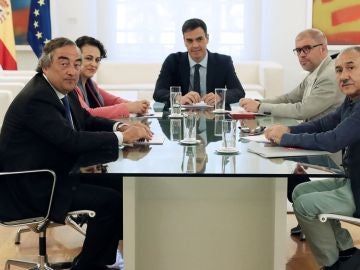 Reunión mantenida en el Palacio de La Moncloa entre Sánchez y los agentes sociales Reunión mantenida en el Palacio de La Moncloa entre Sánchez y los agentes sociales