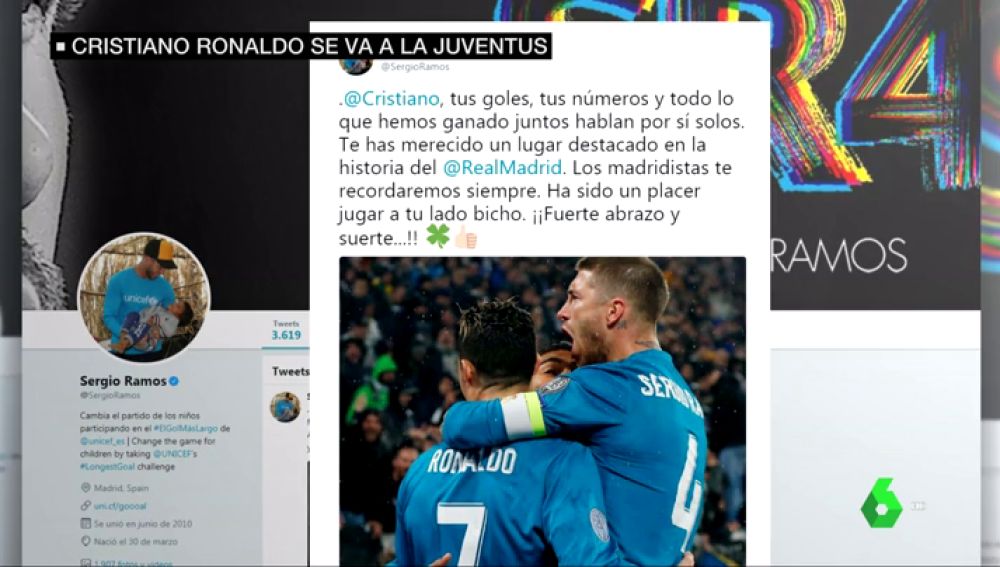 El mensaje de Sergio Ramos a Cristiano Ronaldo: "Los madridistas te recordaremos siempre"
