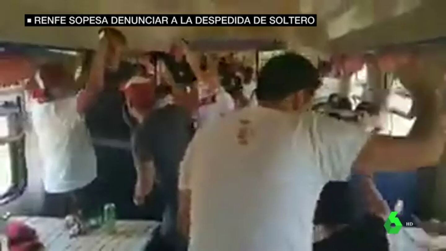 Despedida de soltero en un tren.