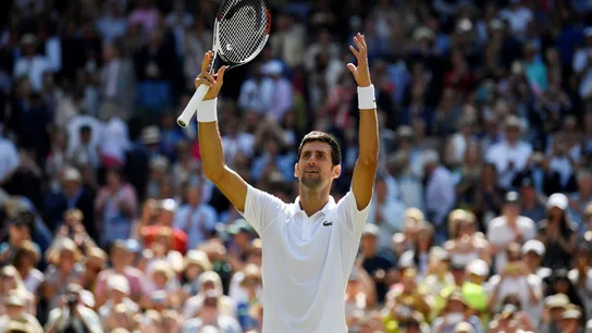 Djokovic celebra su pase a semifinales Djokovic celebra su pase a semifinales