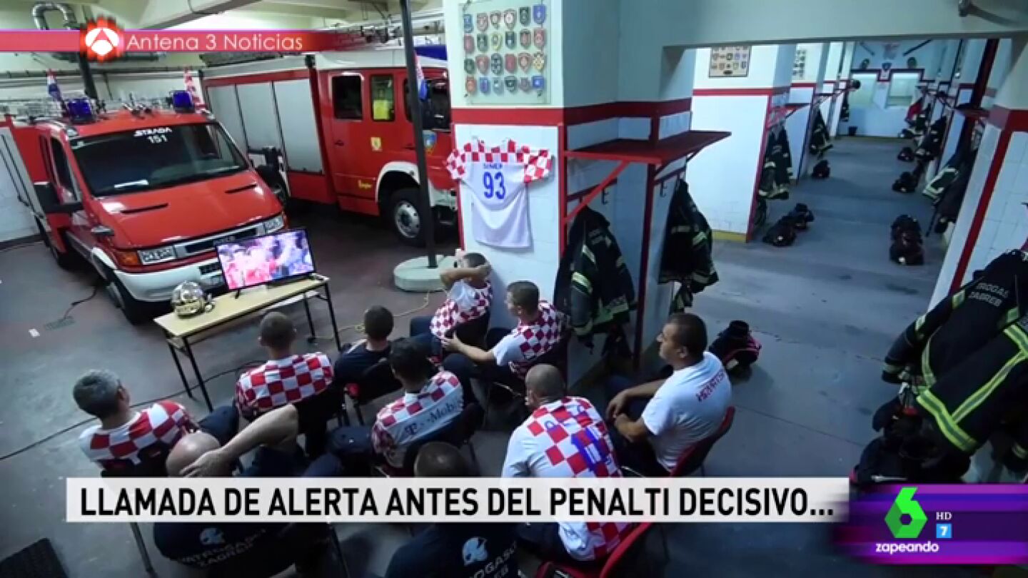 Esta es la reacci&oacute;n de unos bomberos croatas mientras est&aacute;n viendo el partido de Croacia en el Mundial que conquista al mundo