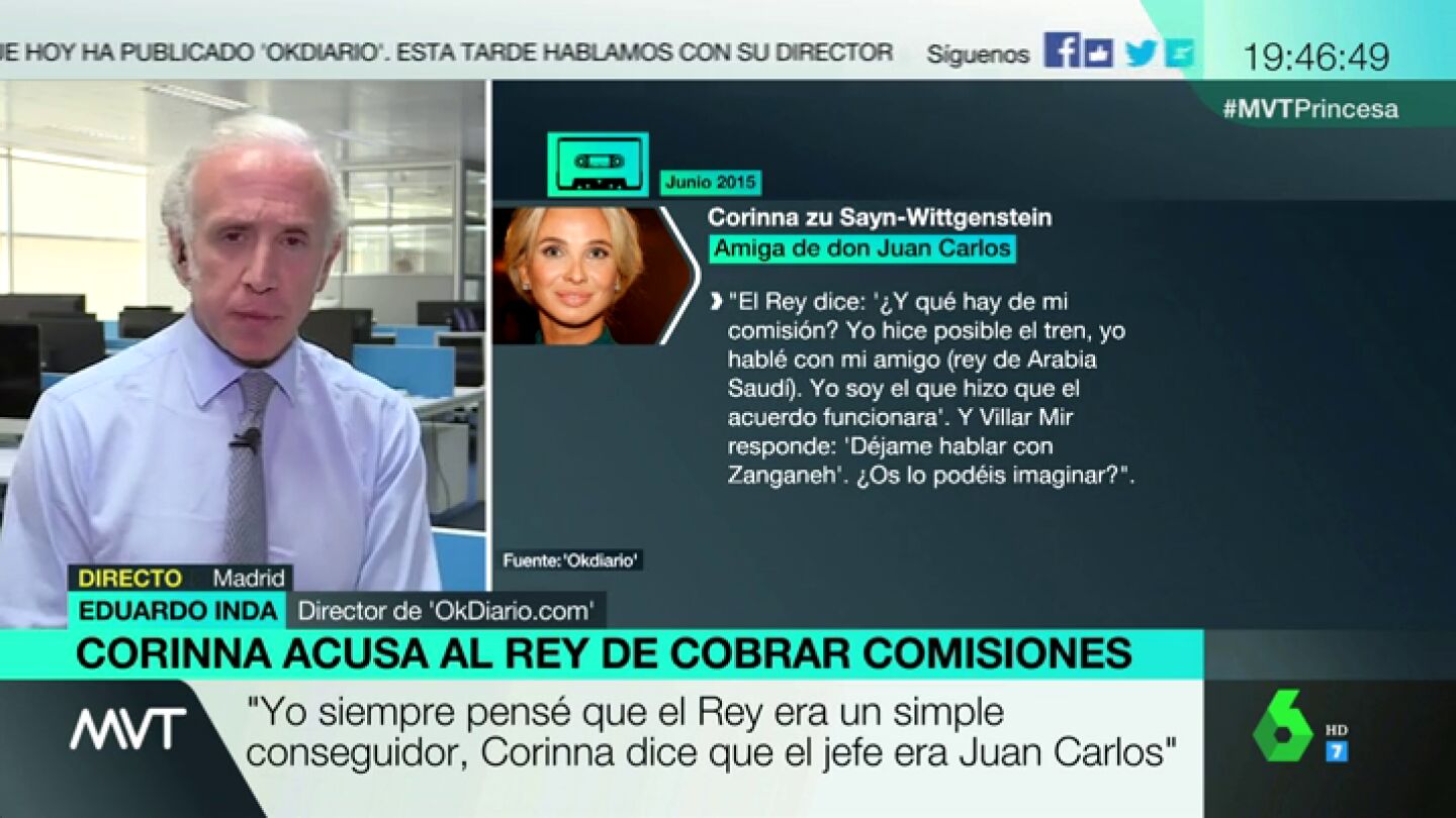 Eduardo Inda habla sobre las grabaciones de Corinna en M&aacute;s Vale Tarde.