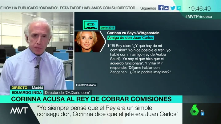 Eduardo Inda habla sobre las grabaciones de Corinna en Más Vale Tarde.