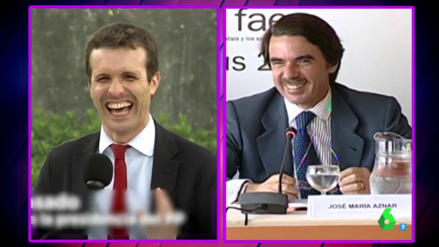 La "inquietante" risa de Pablo Casado a lo 'Aznar' sorprende a Zapeando: "&iexcl;Lo de mimetizarse con el expresidente se le est&aacute; yendo de las manos!" 