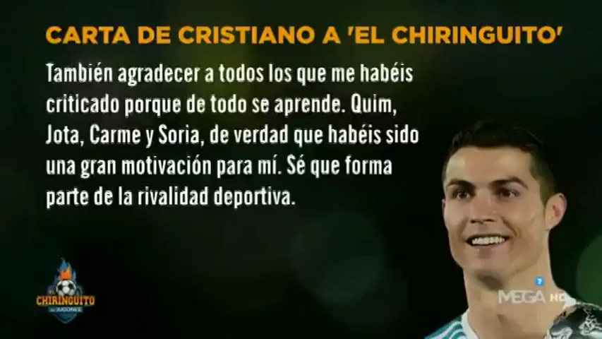 La emotiva carta de Cristiano Ronaldo a 'El Chiringuito'