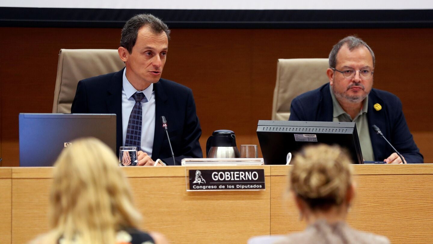 El ministro de Ciencia, Innovaci&oacute;n y Universidades, Pedro Duque, durante su comparecencia ante la Comisi&oacute;n de Ciencia del Congreso.