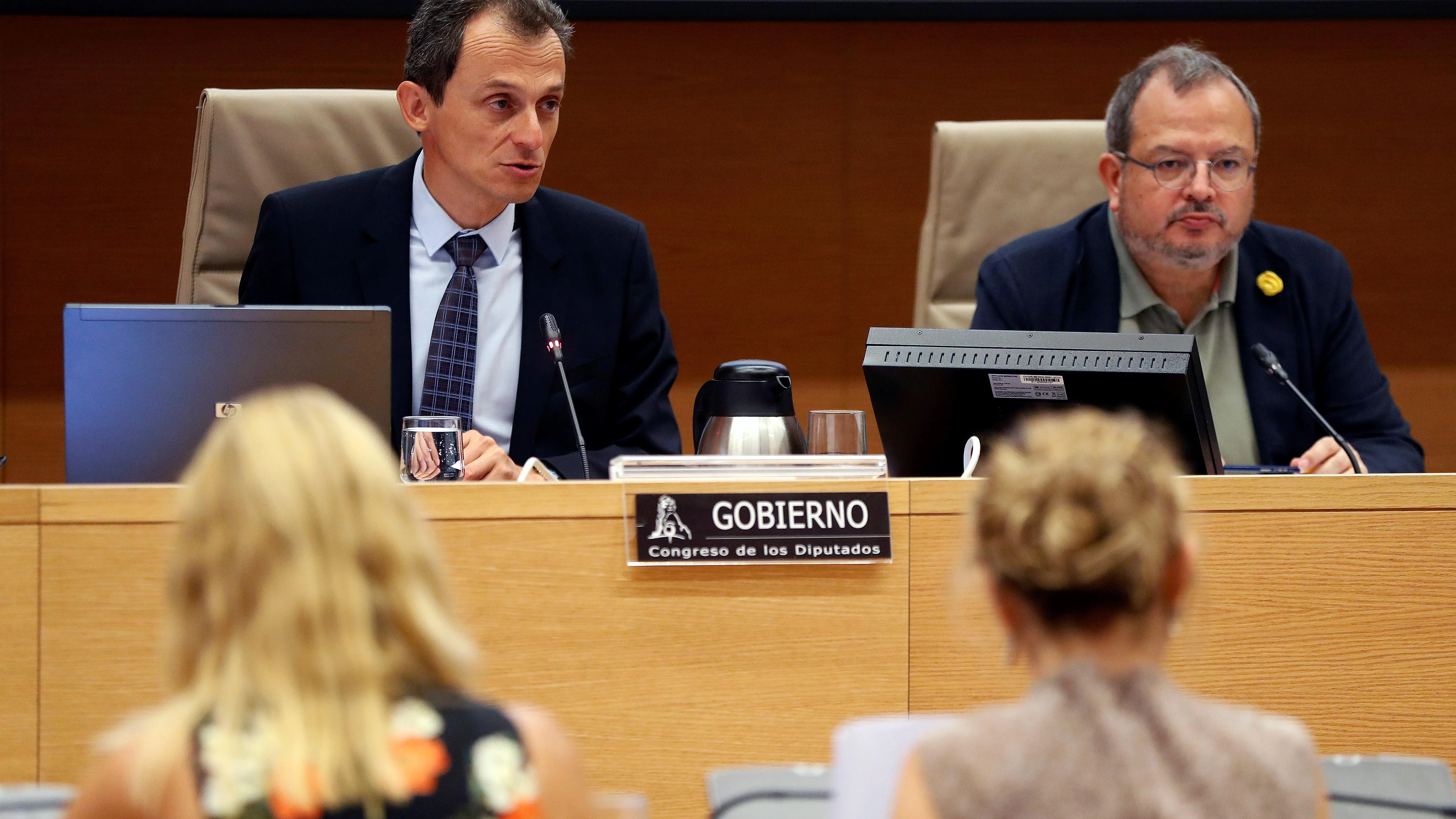 El ministro de Ciencia, Innovación y Universidades, Pedro Duque, durante su comparecencia ante la Comisión de Ciencia del Congreso.