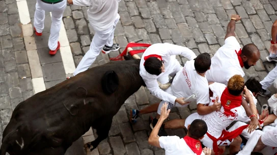 Un toro de Jandilla coge a un mozo Un toro de Jandilla coge a un mozo