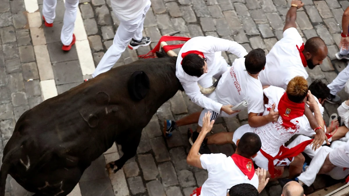 Un toro de Jandilla coge a un mozo