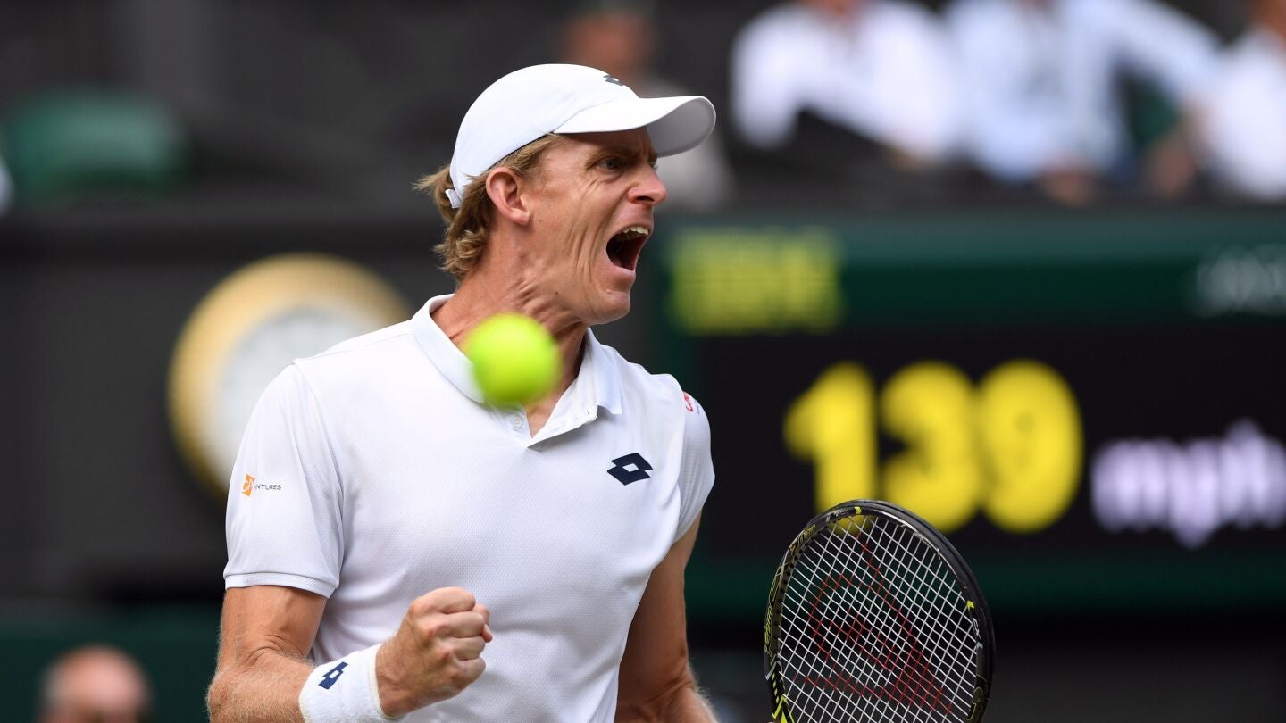 Kevin Anderson celebrando su victoria ante Isner