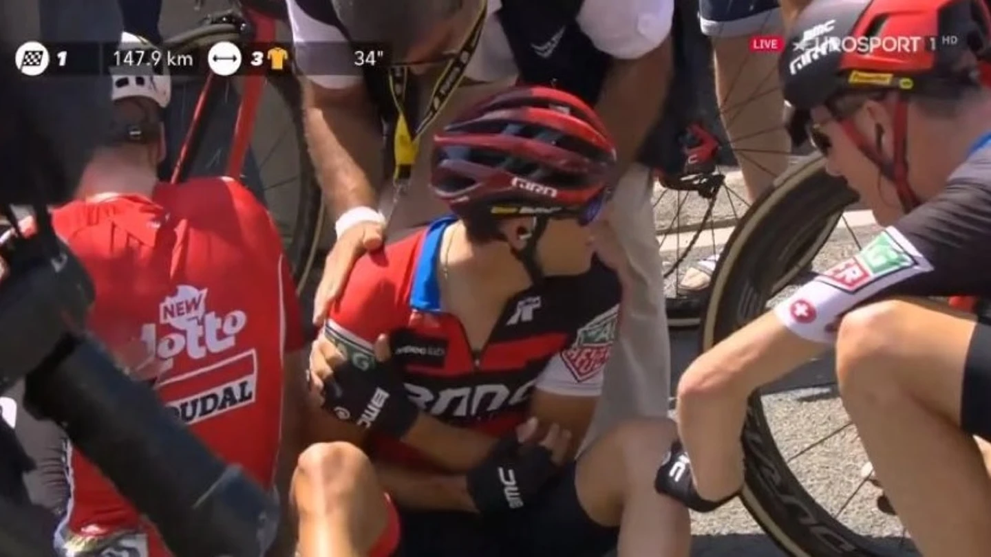 Richie Porte, en el momento de su retirada del Tour de Francia Richie Porte, en el momento de su retirada del Tour de Francia