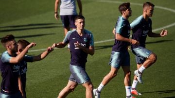 El FC Barcelona durante un entrenamiento  