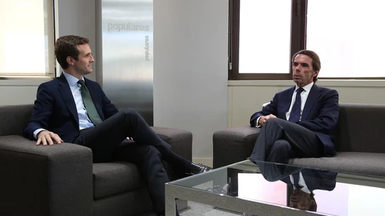 Pablo Casado reunido con José María Aznar en la sede del PP Pablo Casado reunido con José María Aznar en la sede del PP