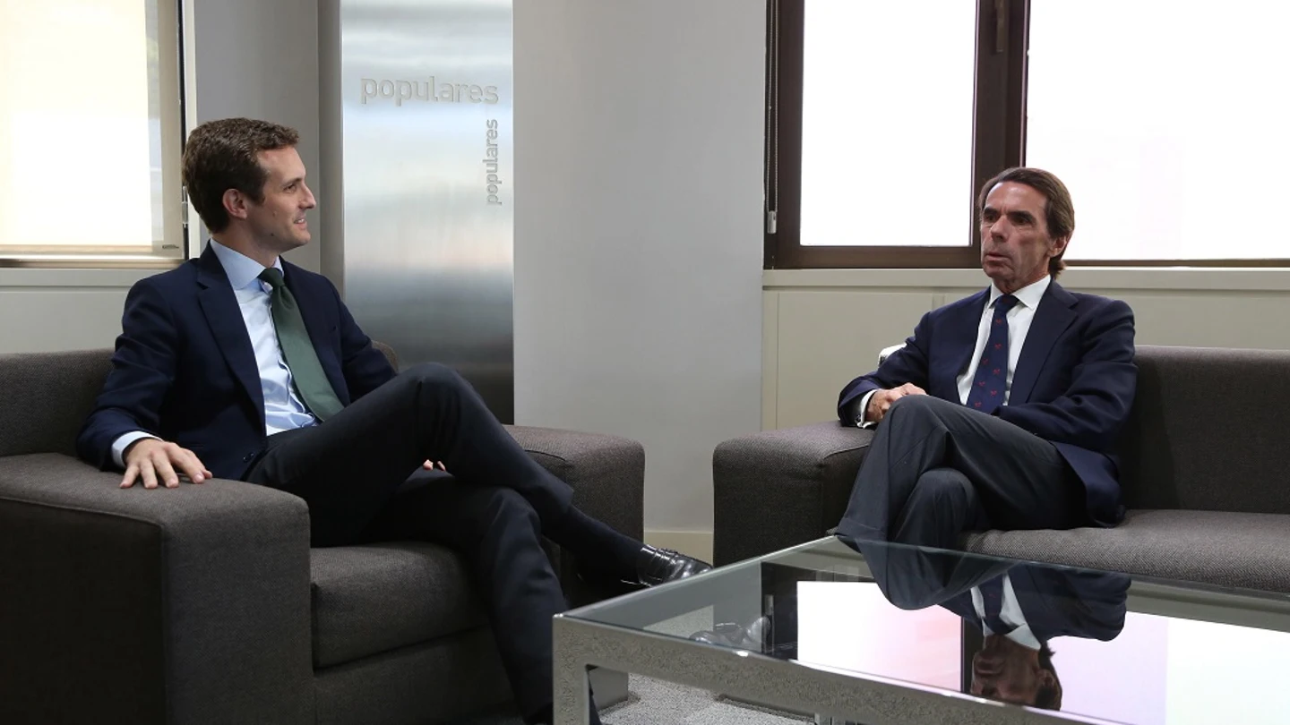 Pablo Casado reunido con José María Aznar en la sede del PP Pablo Casado reunido con José María Aznar en la sede del PP