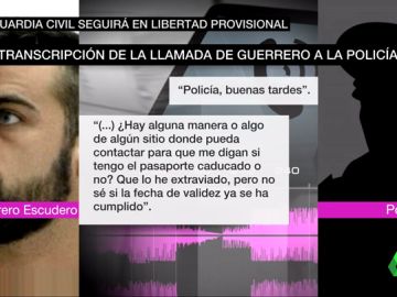 El audio completo del guardia civil de 'La Manada' y la Policía sobre su pasaporte: "No lo encuentro y no sé si está caducado" El audio completo del guardia civil de 'La Manada' y la Policía sobre su pasaporte: "No lo encuentro y no sé si está caducado"