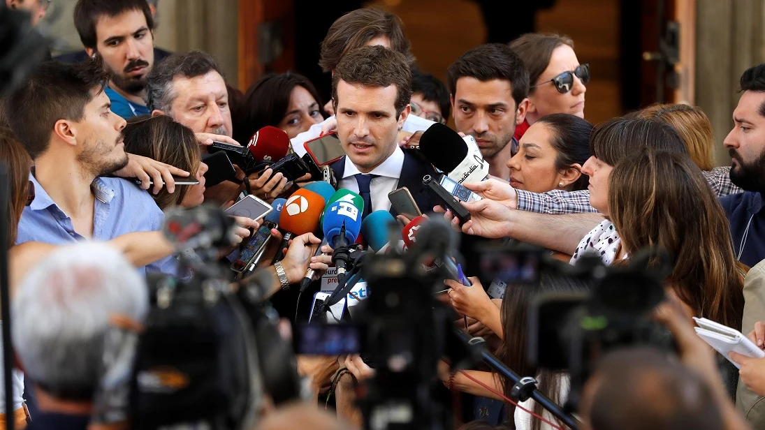 Pablo Casado ante los medios de comunicación