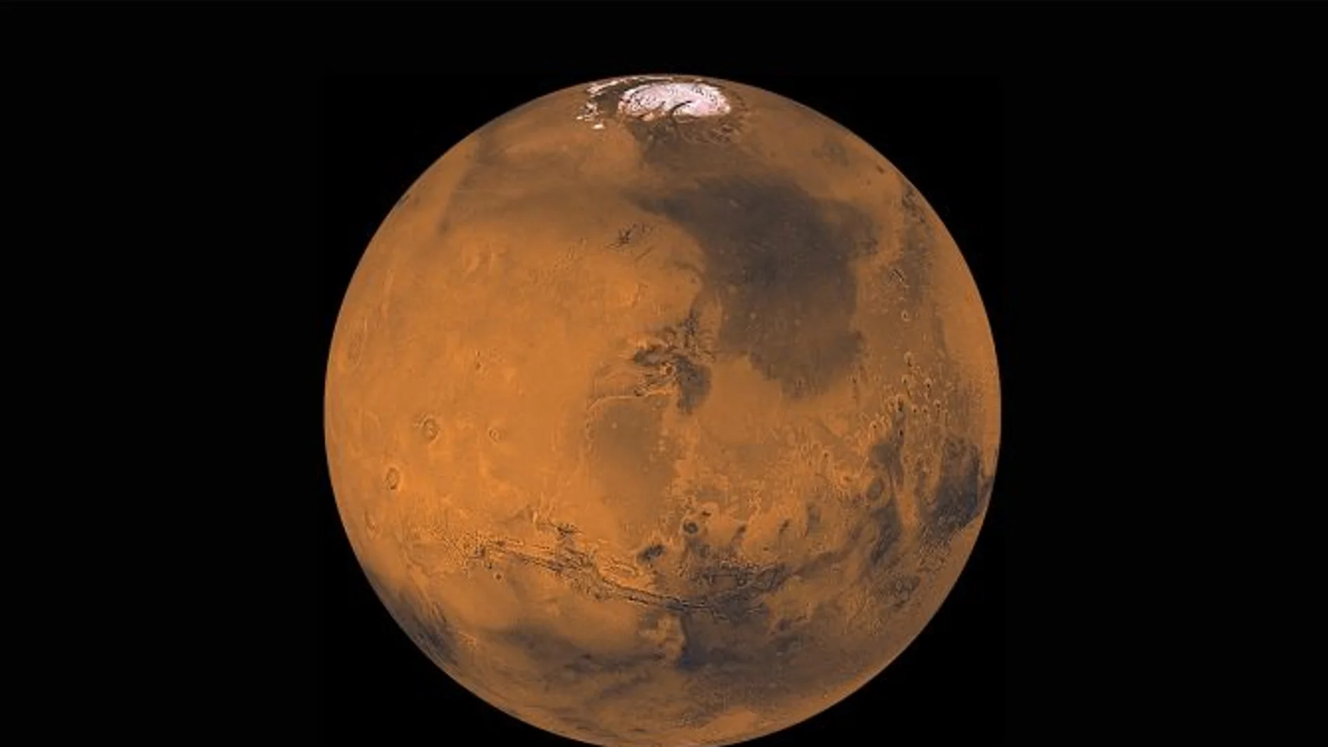Imagen de la capa de hielo en el polo sur de Marte