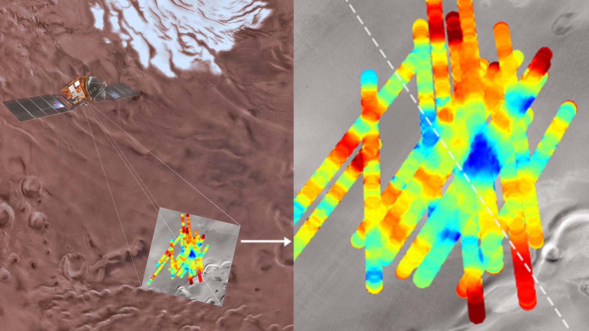 Un lago de agua liquida se esconde bajo la superficie de Marte