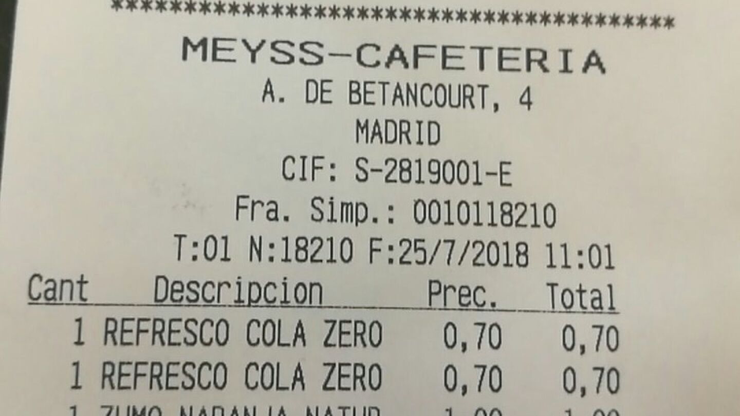 Ticket de la cafeter&iacute;a del Ministerio de Trabajo