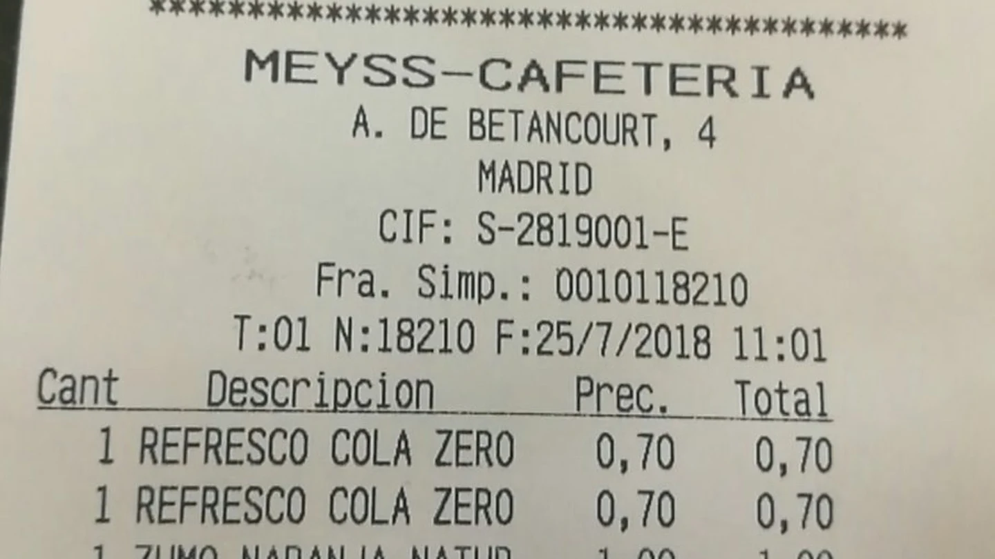 Ticket de la cafetería del Ministerio de Trabajo Ticket de la cafetería del Ministerio de Trabajo