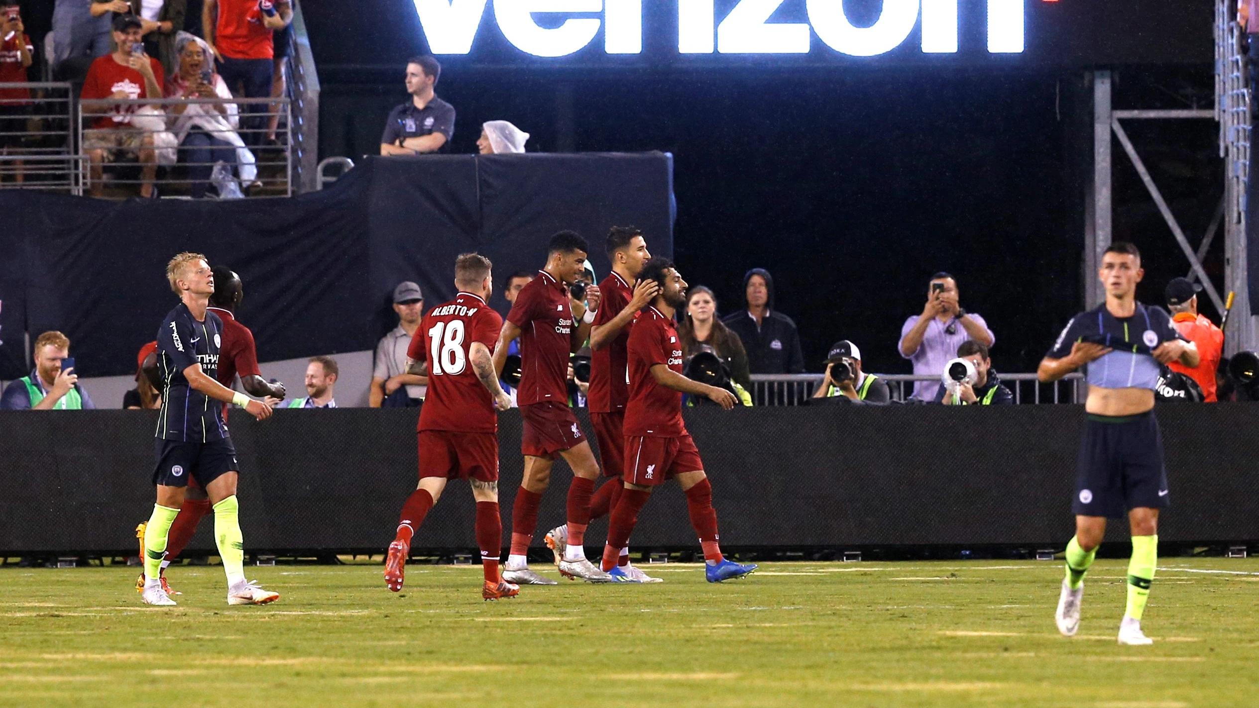 Mohamed Salah celebra su gol ante el Manchester City