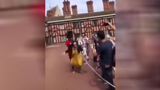 Empuj&oacute;n de un guardia a una turista en el castillo de Windsor