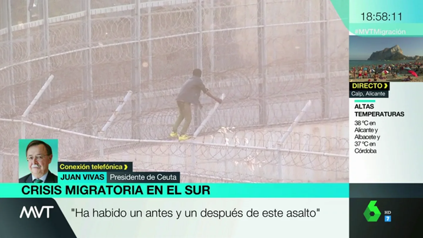 Juan Vivas, presidente de Ceuta, tras el violento salto masivo a la valla: "Nuestro apoyo absoluto a la Guardia Civil. Estamos ante un problema de extraordinaria envergadura" Juan Vivas, presidente de Ceuta, tras el violento salto masivo a la valla: "Nuestro apoyo absoluto a la Guardia Civil. Estamos ante un problema de extraordinaria envergadura"