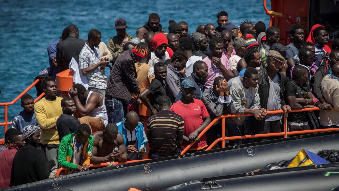 Inmigrantes rescatados en el Estrecho de Gibraltar