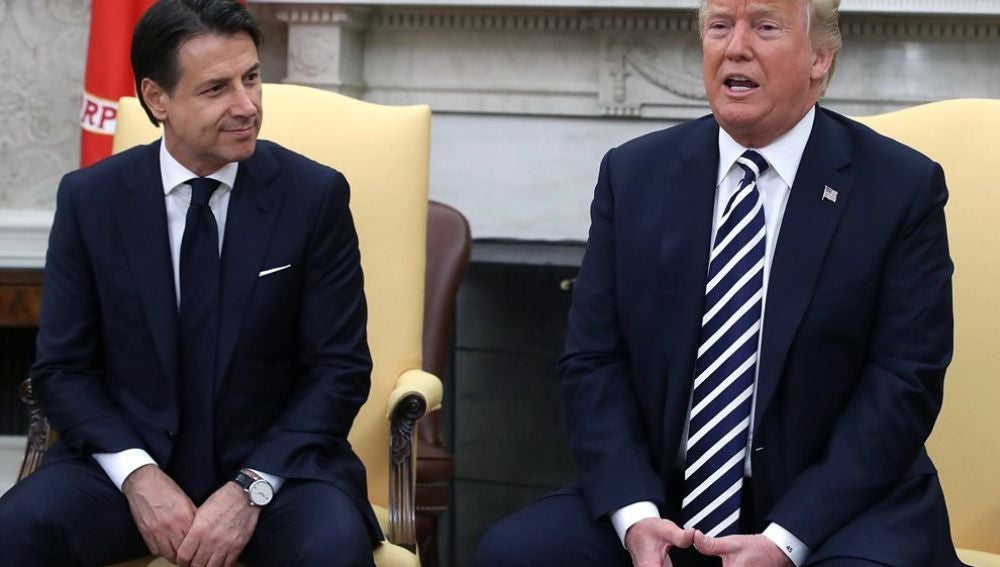 El presidente de EE.UU, Donald Trump y el primer ministro italiano,Giuseppe Conte