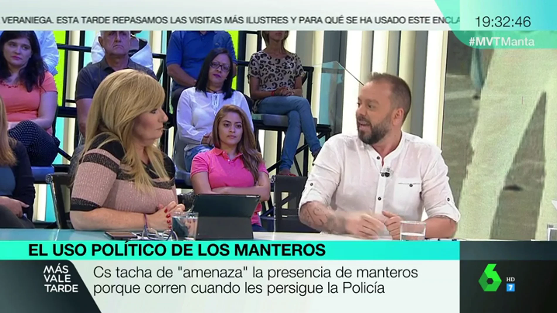 Intenso debate entre Mayte Alcaraz y Antonio Maestre por la situación de los manteros: "El PP y Cs están azuzando el fascismo"