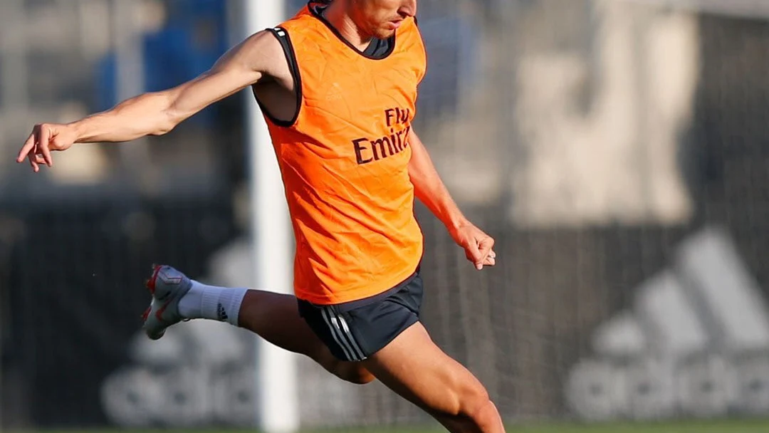 Luka Modric entrenando con el Madrid