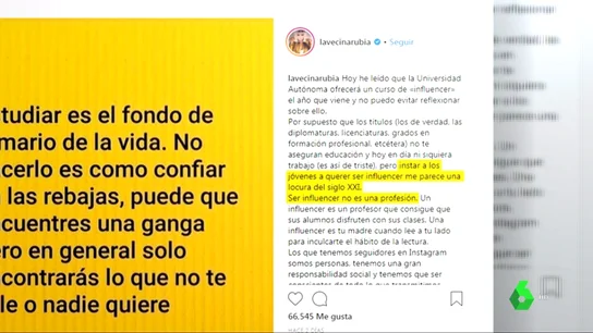 Los influencers cargan contra el curso de la Autónoma de Madrid para ser influyente en redes: "No es una profesión" Los influencers cargan contra el curso de la Autónoma de Madrid para ser influyente en redes: "No es una profesión"