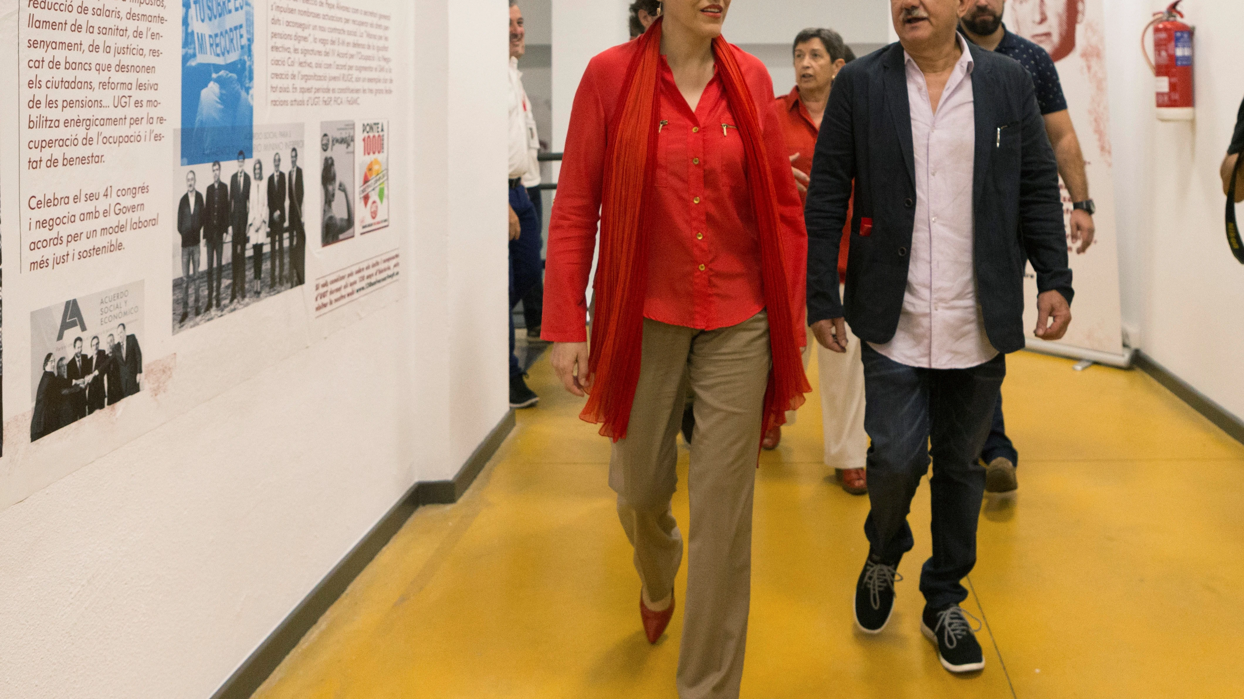 Magdalena Valerio, ministra de Trabajo y Pepe Álvarez, secretario general de UGT durante los actos de conmemoración de los 130 años de la fundación de UGT