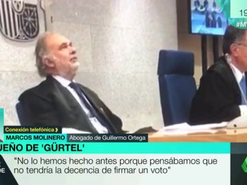 La defensa de Ortega critica la "actitud pasiva" del juez de Diego: "Esto no es anecdótico. Son 125 sesiones y el magistrado no se ha dormido sólo en una" La defensa de Ortega critica la "actitud pasiva" del juez de Diego: "Esto no es anecdótico. Son 125 sesiones y el magistrado no se ha dormido sólo en una"