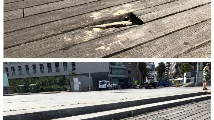 Fotografías del piso deteriorado del paseo marítimo de Vigo, tomadas a finales del pasado mes de julio